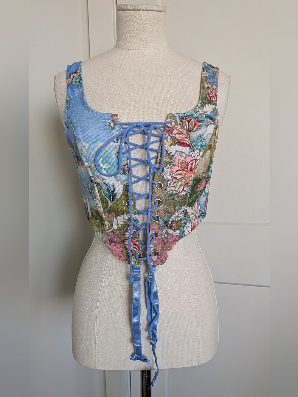 SHEIN X Floral Tapestry Renaissance Lace Up Corset Top NWOT XS